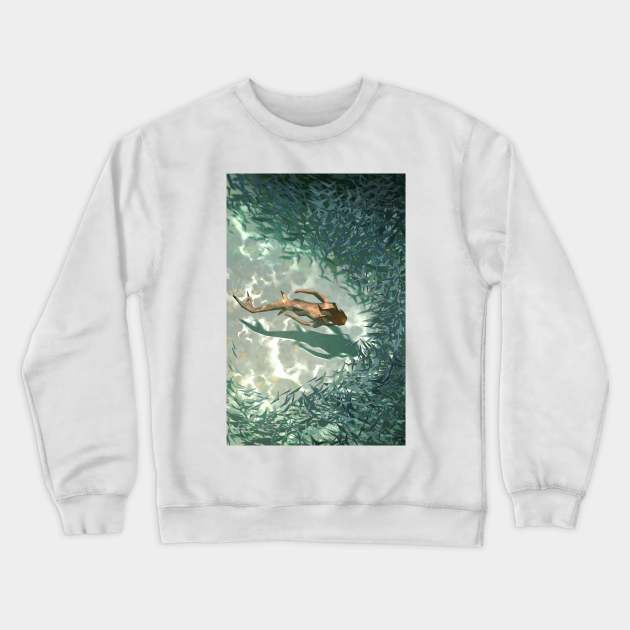 Cutting Through the Shallows Crewneck Sweatshirt by Henry Wong